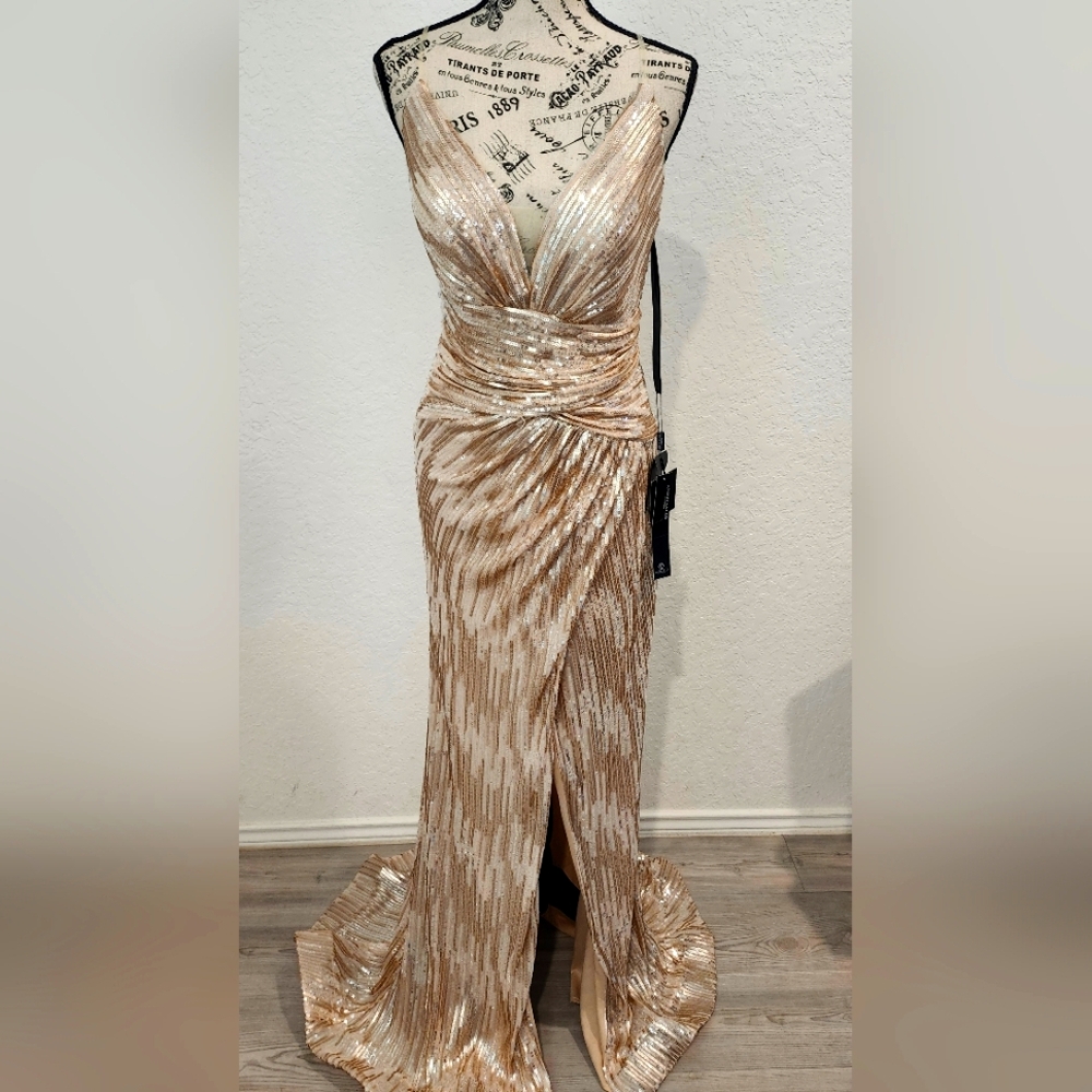 Gold Asymmetrical Ruched Sweetheart Prom Gown